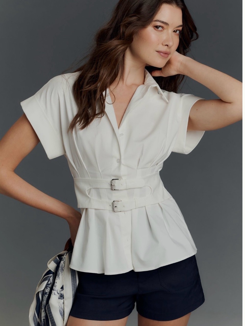 Exquise Short Sleeve Top, Double Buckle edition, by Anthropologie size Med NWT